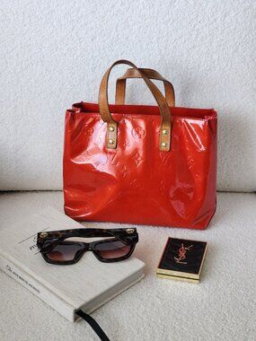 Louis Vuitton Reade PM Red Monogram Vernis Top Handle Tote Bag